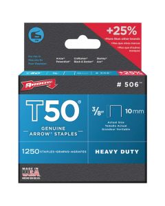 Arrow 50624 T50 Staples, 1,250 pk (3/8")